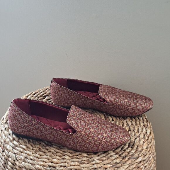 Birdies Womens‎ Starling Silky Formal Red Print Smoking Loafers Padded Size 12